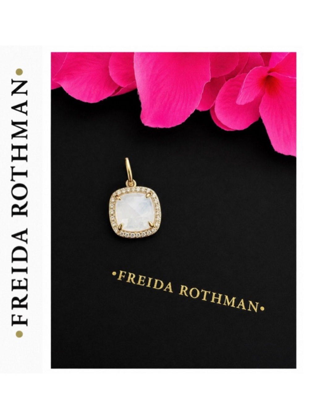 Freida Rothman Vault Mother-of-Pearl Cushion Square Pavé CZ Charm